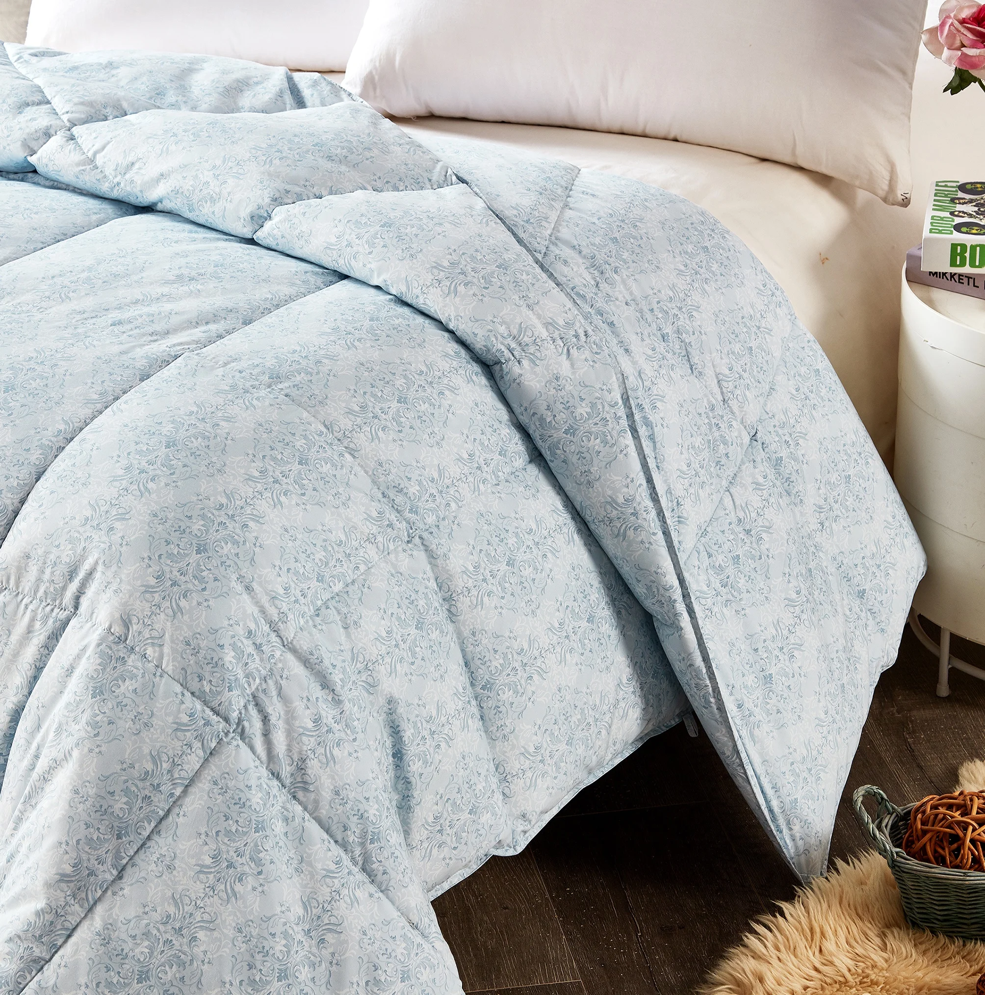  100% Poly Pongee Quilt Printed Fabric Duvet Down Filling