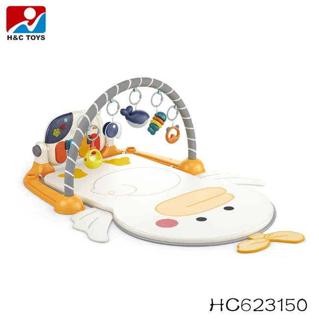 Kids pedal piano mat with music and light activity gym rack blanket play mat for baby child