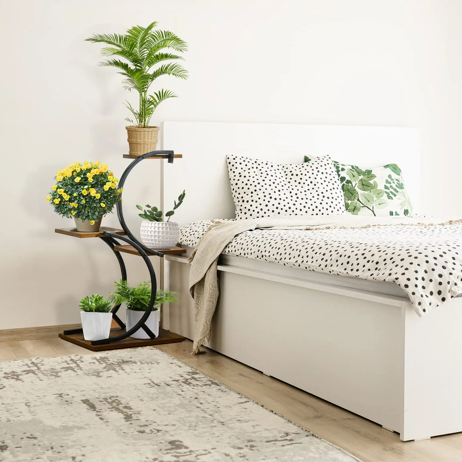 Suoernuo Office Home Decor Indoor 4-Tier wrought iron Flower Green Plant Stand