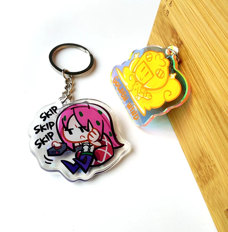 Customized Logo And Shape Personalized Manufacture Glitter Cute Anime Characters Acrylic Car Key Chain