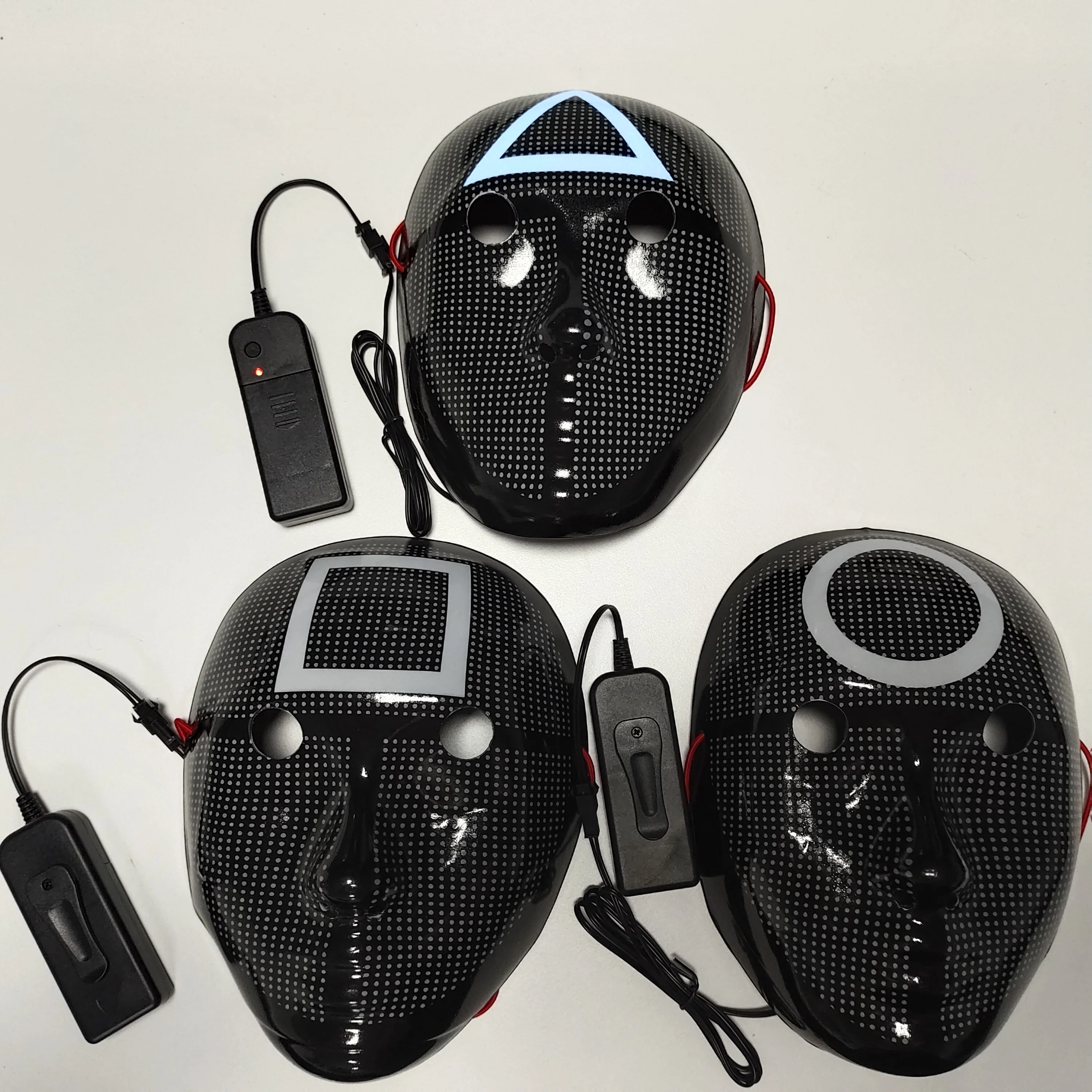 Halloween Led Light Up Luminous Neon El Panel Squid Game Cosplay Korean Mask For Festival Parties