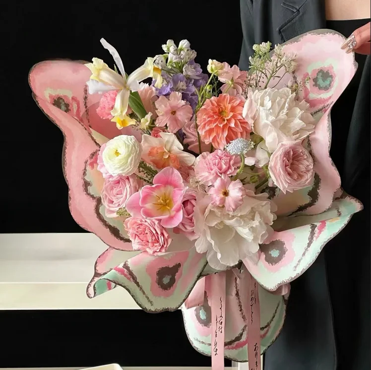 New Styles Butterfly Flower Wrapping Paper Florist Bouquet Packaging DIY Gifts Wedding Floral Cellophane Paper Party Supplies
