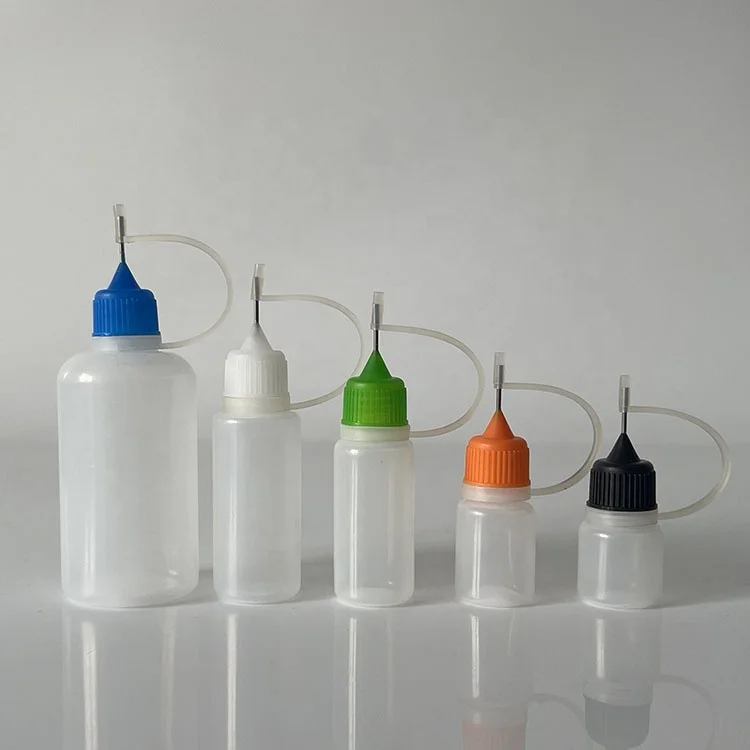 Wholesale 10ml 15ml 30ml 50ml PE Plastic Bottle With Steel Needle Tip for Glue PE Soft Squeeze Bottle
