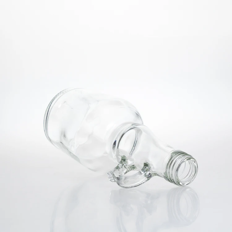 Whisky Brandy Packaging Clear 250ml California Type Empty Wine Spirit Glass Bottle with Handle