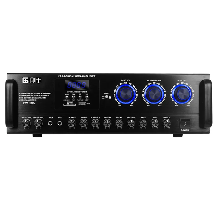 OEM ODM KYYSLB 200W*2 AV 2.0 High-power Stage Professional KTV Amplifier Karaoke Blueteeth HIFI Heavy Bass Home Amplificador
