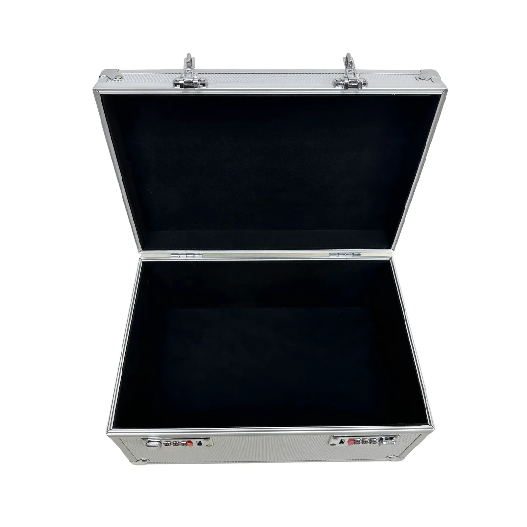 Portable Aluminum Business Style Tool Carrying Case with Metal Handle Lightweight Storage with Open Closure and Code Locks