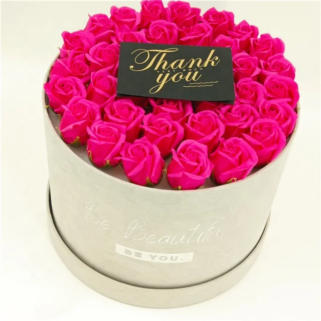 Handheld Rose Preserved Box Round Paperboard Hat Flower Box