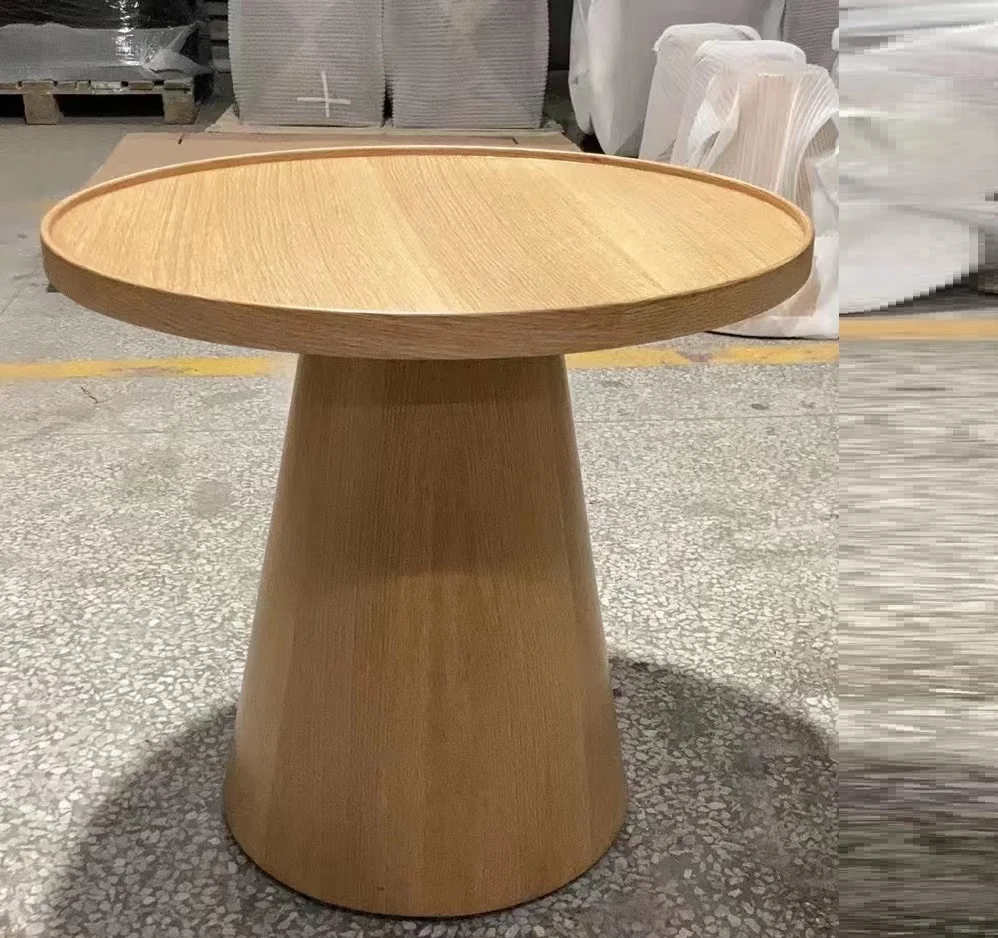 latest contemporary design wholesale high quality customized home living tapered base round high walnut coffee table