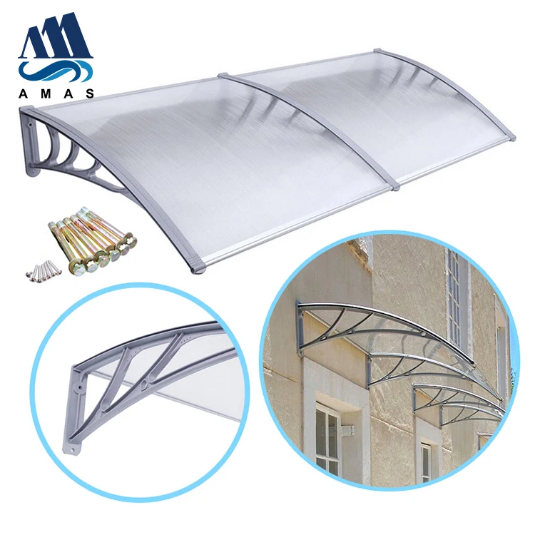 Amas Frame Outdoor Aluminum Pergola Canopy Extruded Polycarbonate Cellular clear Sheets Pc Sound Storm Window Awning