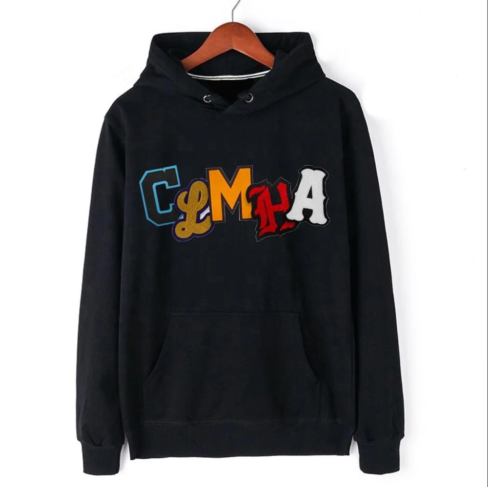 OEM синель Вышивка Логотип французский махровый хлопок Пользовательский Толстовка свитшот для мужчин