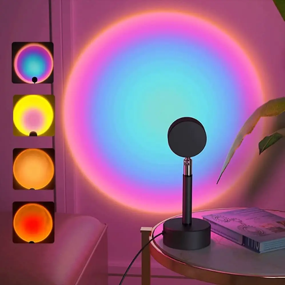 modern neon plastic bar rechargeable led remote control night sunset table lamp