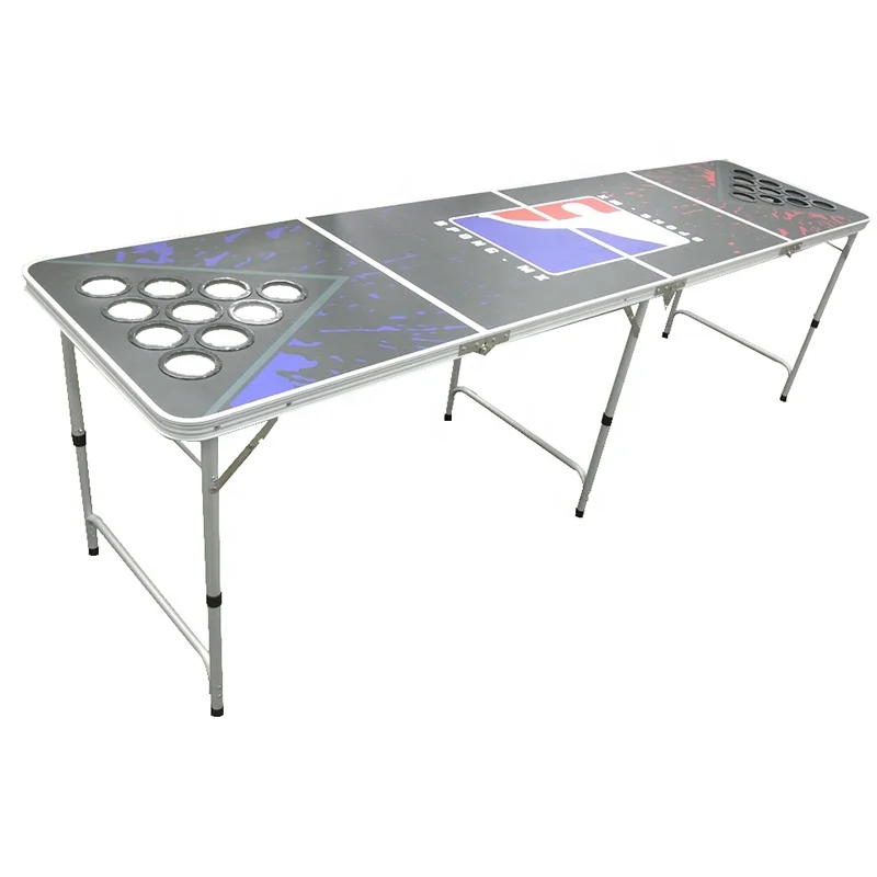 8FT Original Aluminum Foldable Beer Pong Game Table with Hole
