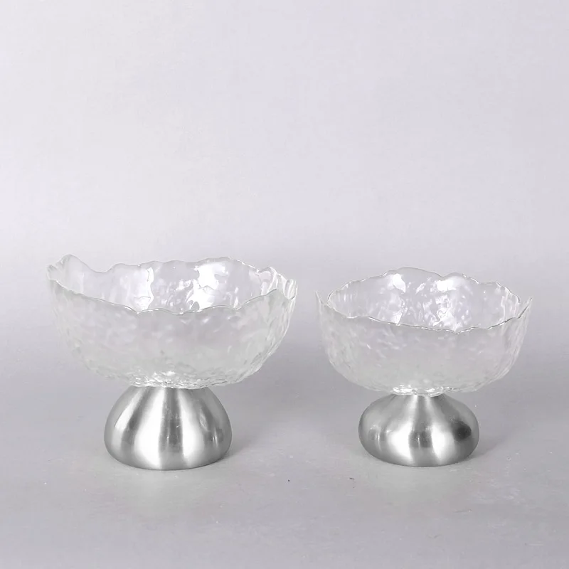 Glass Bowl Home Decorative Furnishings High Foot Fruit Dessert Plate With Base