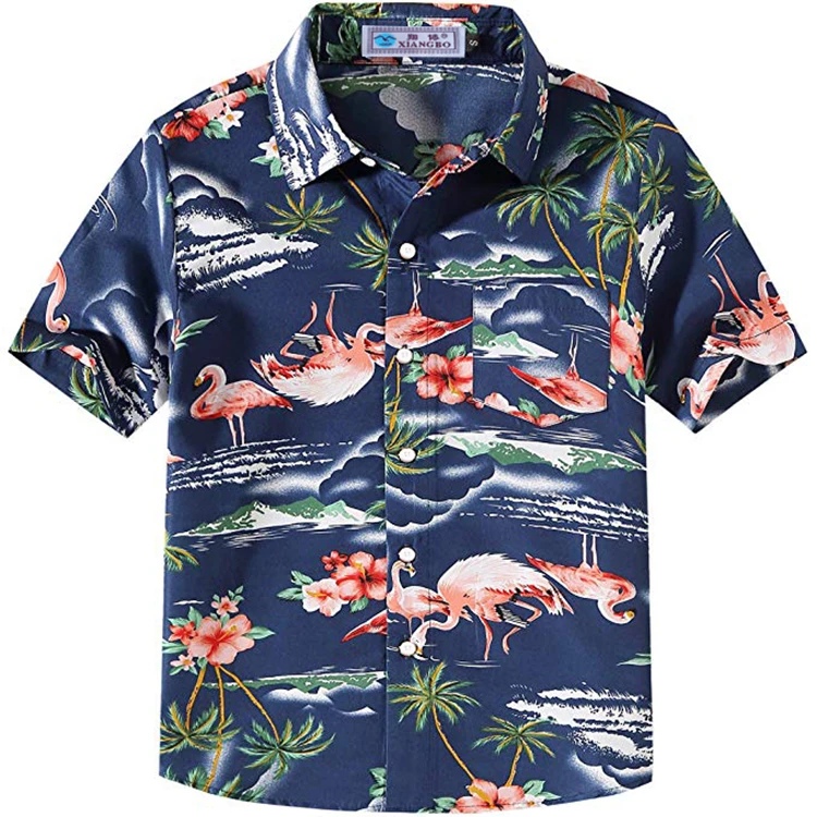 Пользовательские дети персонализированные короткий рукав мода Гавайский Повседневная рубашка