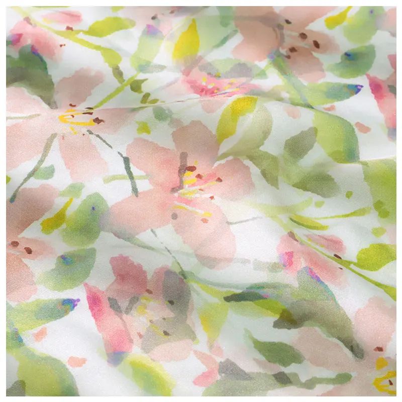 Twill  Korean printed fabric woven polyester active printed fabric dress fabric floral