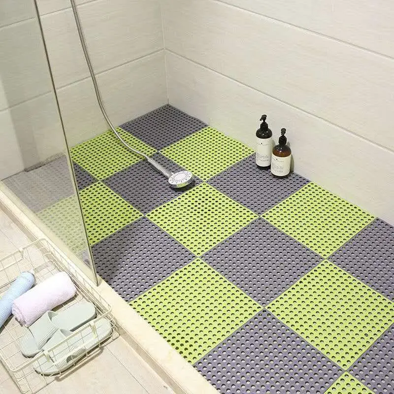 Anti Slip Shower Bathtub Non-slip TPE Plastic Non Slip Drain Hole DIY Square TPE Floor Bathroom Rug Shower Massage Bath Mat