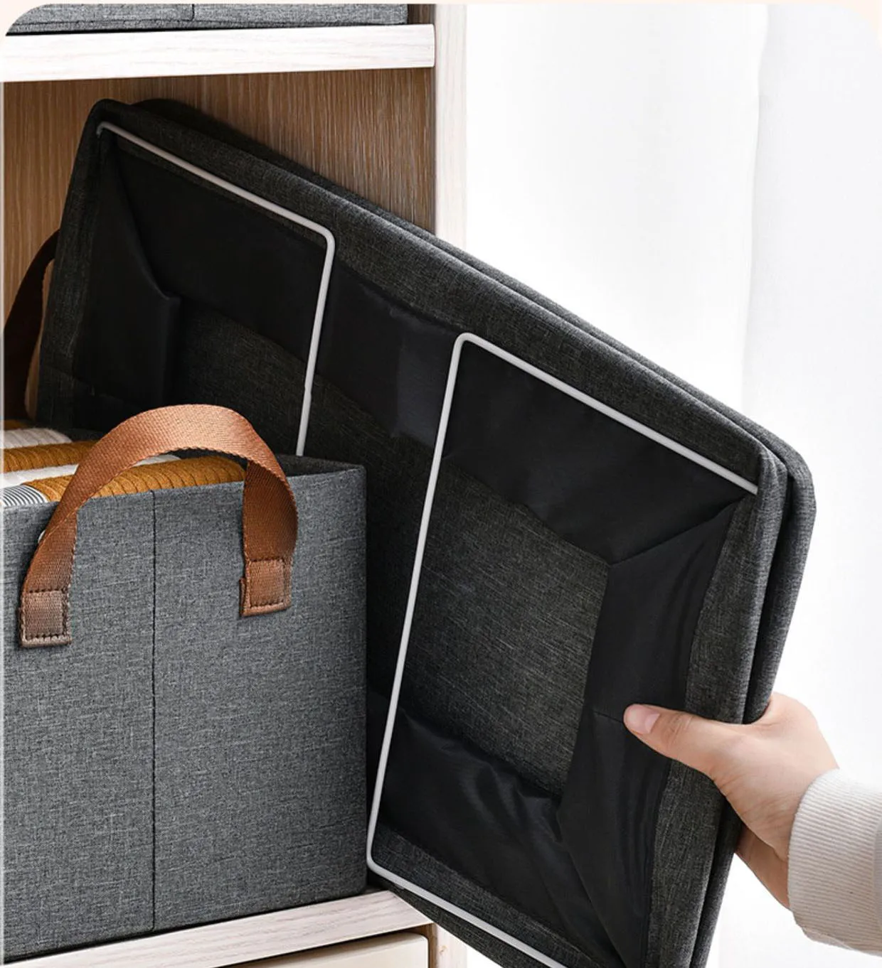 DS4093 Wardrobe Closet Storage Bins for Jeans Drawer Organizers for Clothing with Handle Foldable Drawer Clothes Organizers