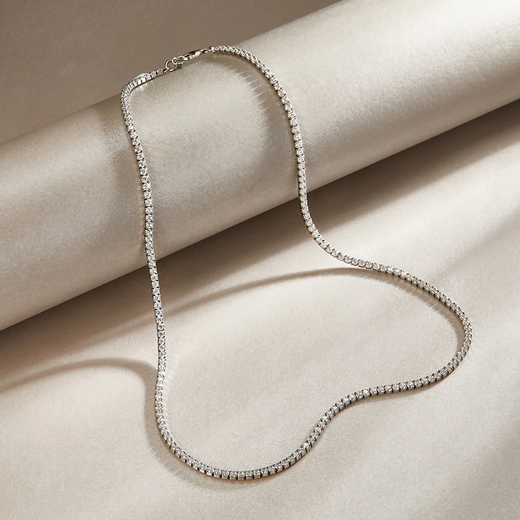 Custom tennis necklace women 925 sterling silver tennis necklace fine cubic zirconia necklace jewelry