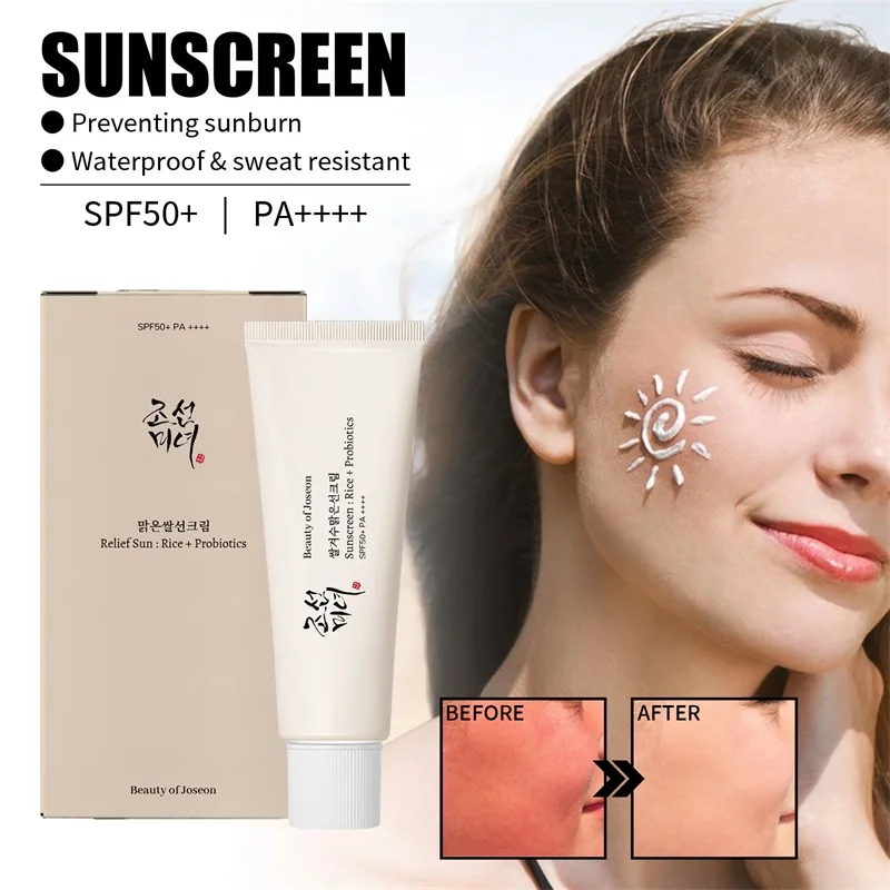 Оптовая продажа oem Мгновенное Отбеливание spf 50 рисовый пробиотический солнцезащитный крем Органический для лица УФ защиты от солнца