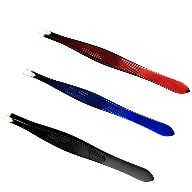 Professional stainless steel extension lash strip tweezers volume black gold eyebrow eyelash tweezer for eyebrows