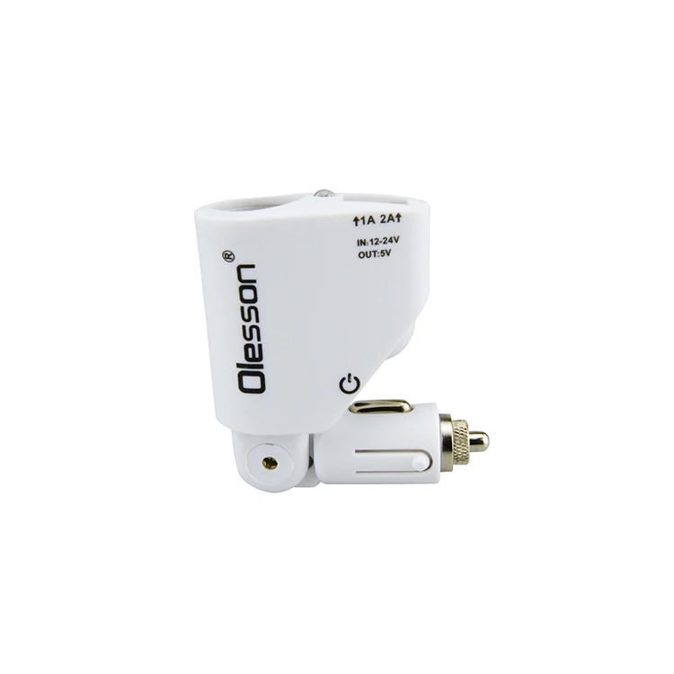 Olesson 1351 120W 3.1A Dual USB Car Charger with rubber coat 12-24V USB Car Charge Adapter