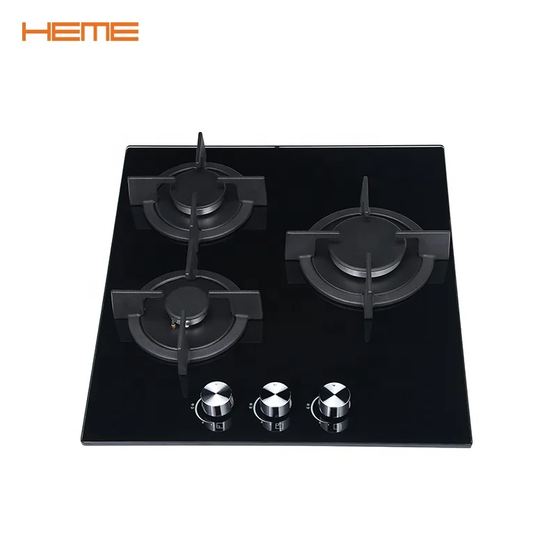 Built-In Tempered Glass Gas Hob Cooktops 3 Burner LPG Propane Gas Stove