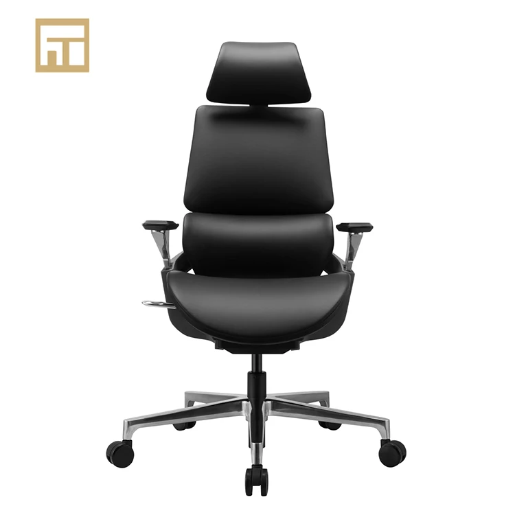black boss chair leather chair office ergonomic with smart mechanism office  chair wheels with 6D PU armest silla oficina