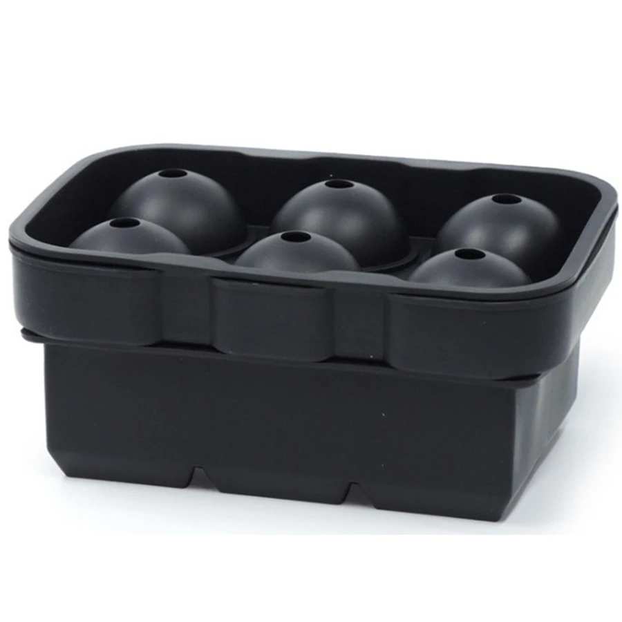  Round square ice cube mold Food silicone Large-capacity 6-hole 6-ball