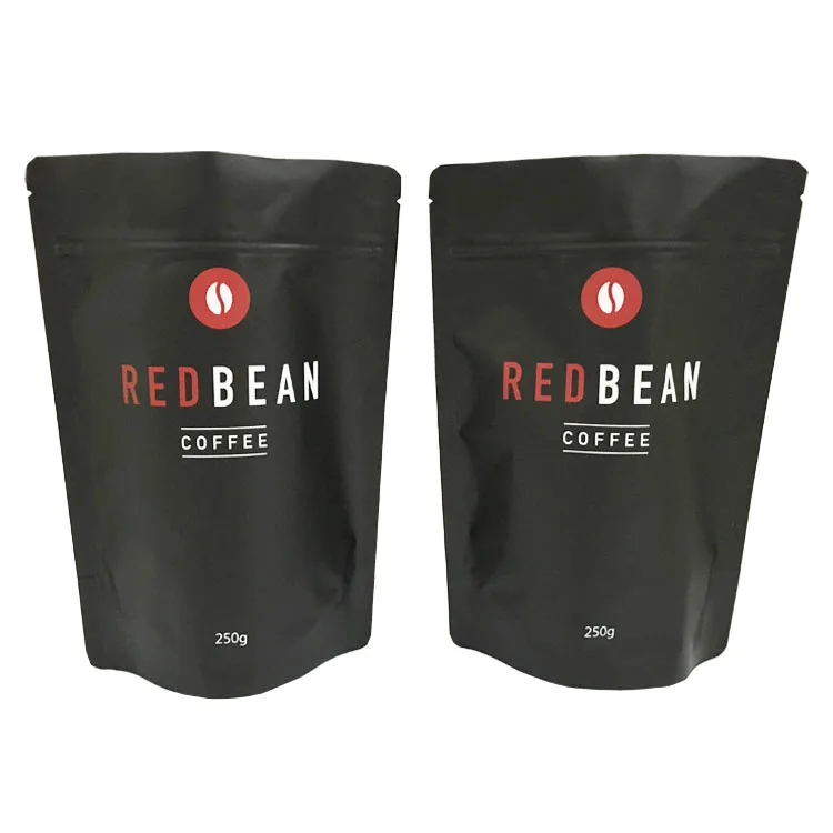 Wholesale Custom Print 2 4 8 12 Oz Round Bottom Aluminum Foil Black Plastic Coffee Tea Packaging Bags With Vented Valve