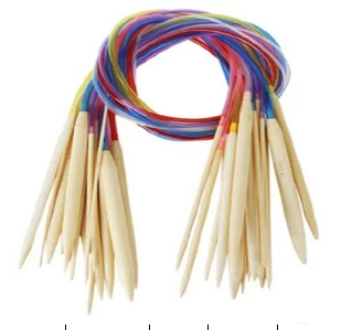 18 Pairs  Circular Knitting Needles 80CM Long Colorful Plastic And Bamboo Circular Knitting Needle Set