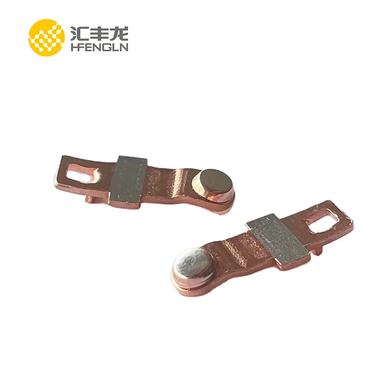 Metal Brass Stamping Parts Electric Silver Bimetal Contact  Assembly For Switch Relays