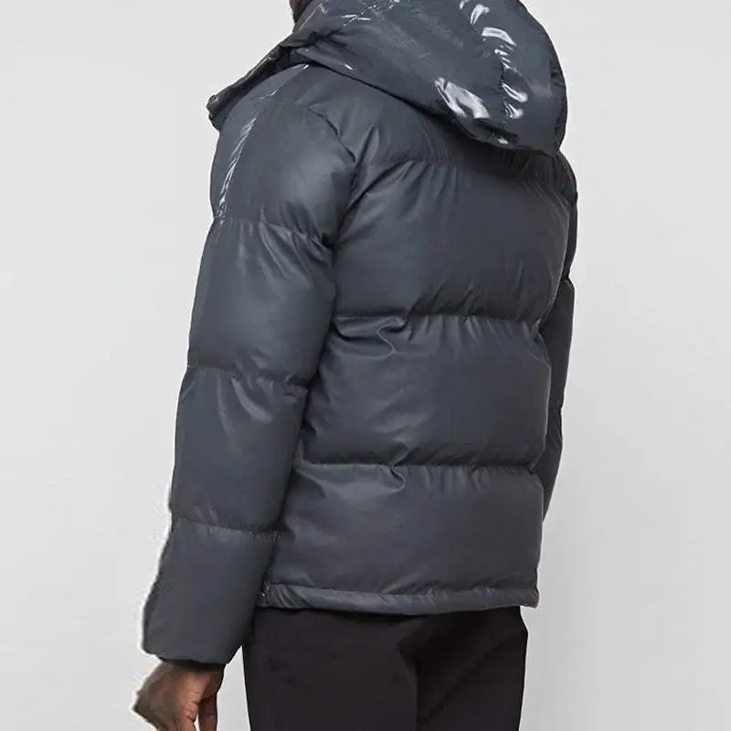 2022 Heavy Hooded High Quality Thick Designer Grey Winter Oem Oversized Logo Custom Men Shiny Puffer Jacket