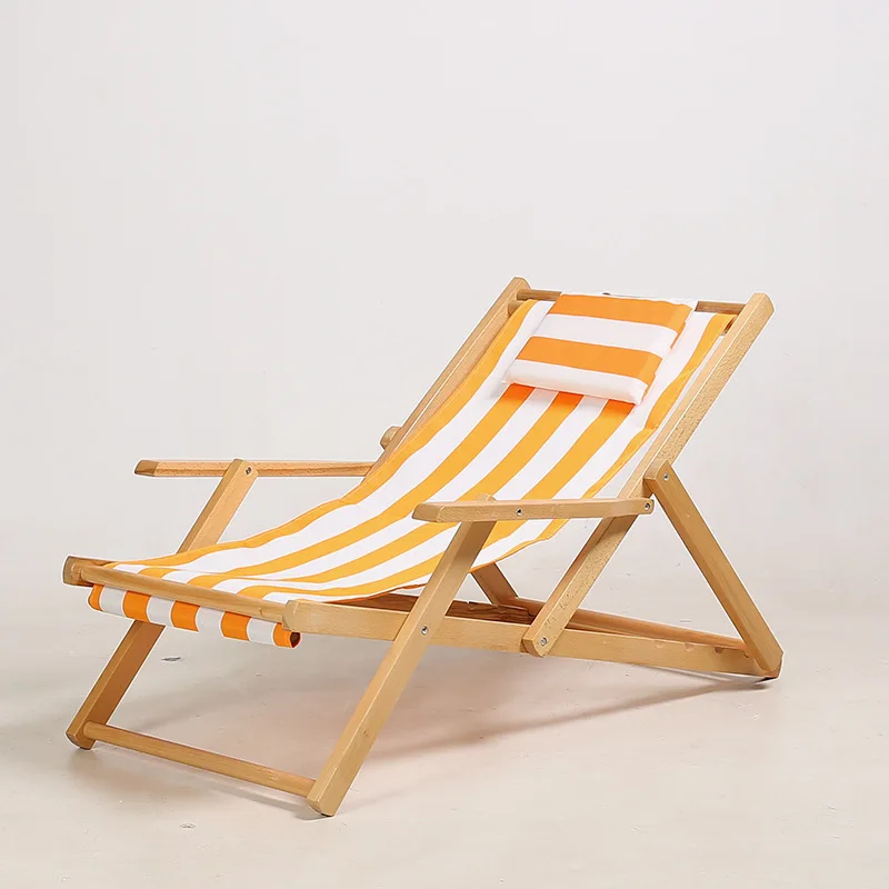  Pine Armrest Easy Recliner Oxford Canvas Flat Lounge Sling Chairs Accompanying Folding Lunch Break Portable