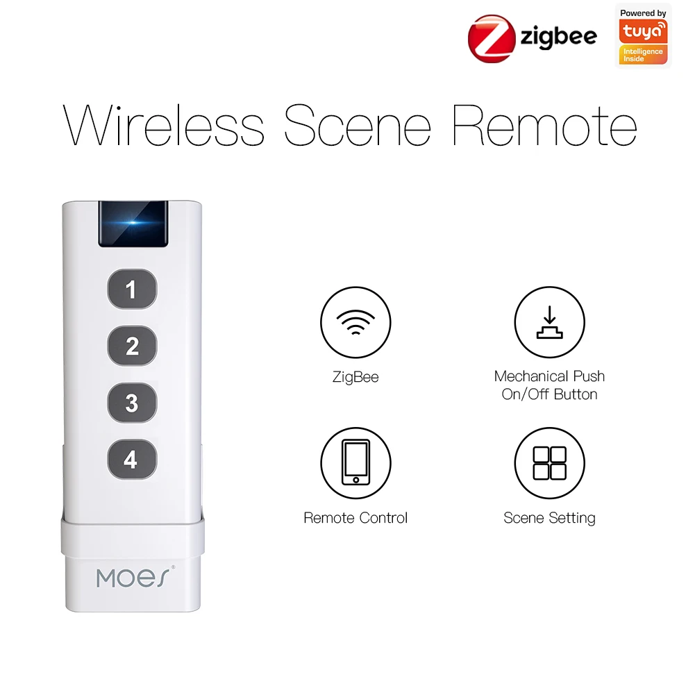 Беспроводной дистанционный переключатель Tuya Smart Life ZigBee 4 клавиши портативный хаб