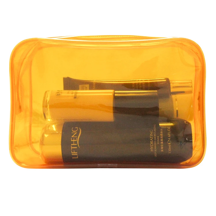 Blue Pouch Promotional Oem Zipper Eco-Friendly Flat Transparent Toiletry Cosmetic Storage Travel Organizer Clear PVC Makeup Bag