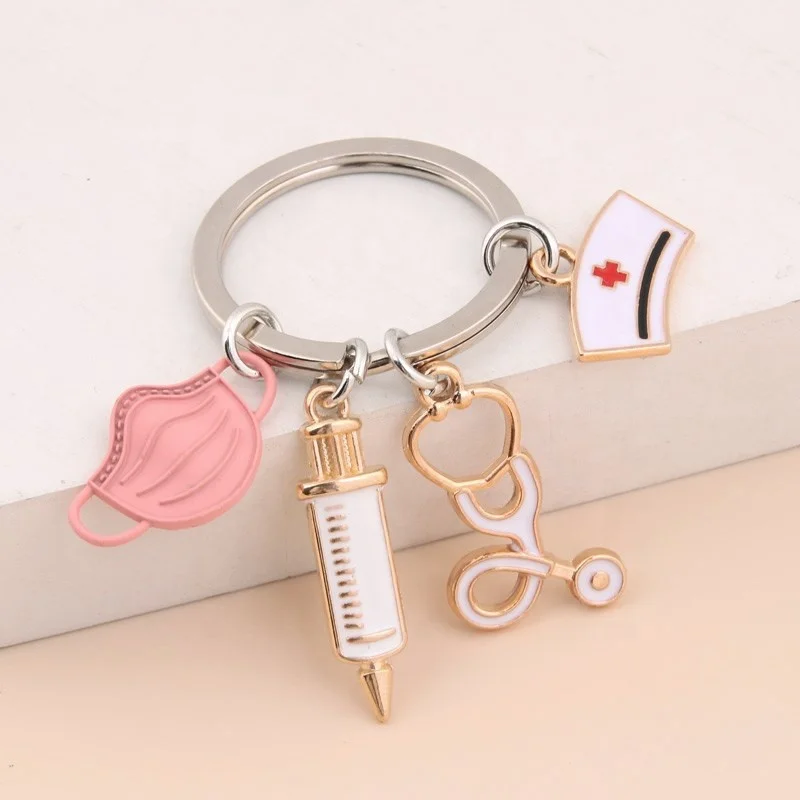 Keychain Doctor Medical Supplies Keychain Syringe Stethoscope Syringe Hat Nurse Keychain Accessories Gift Medico