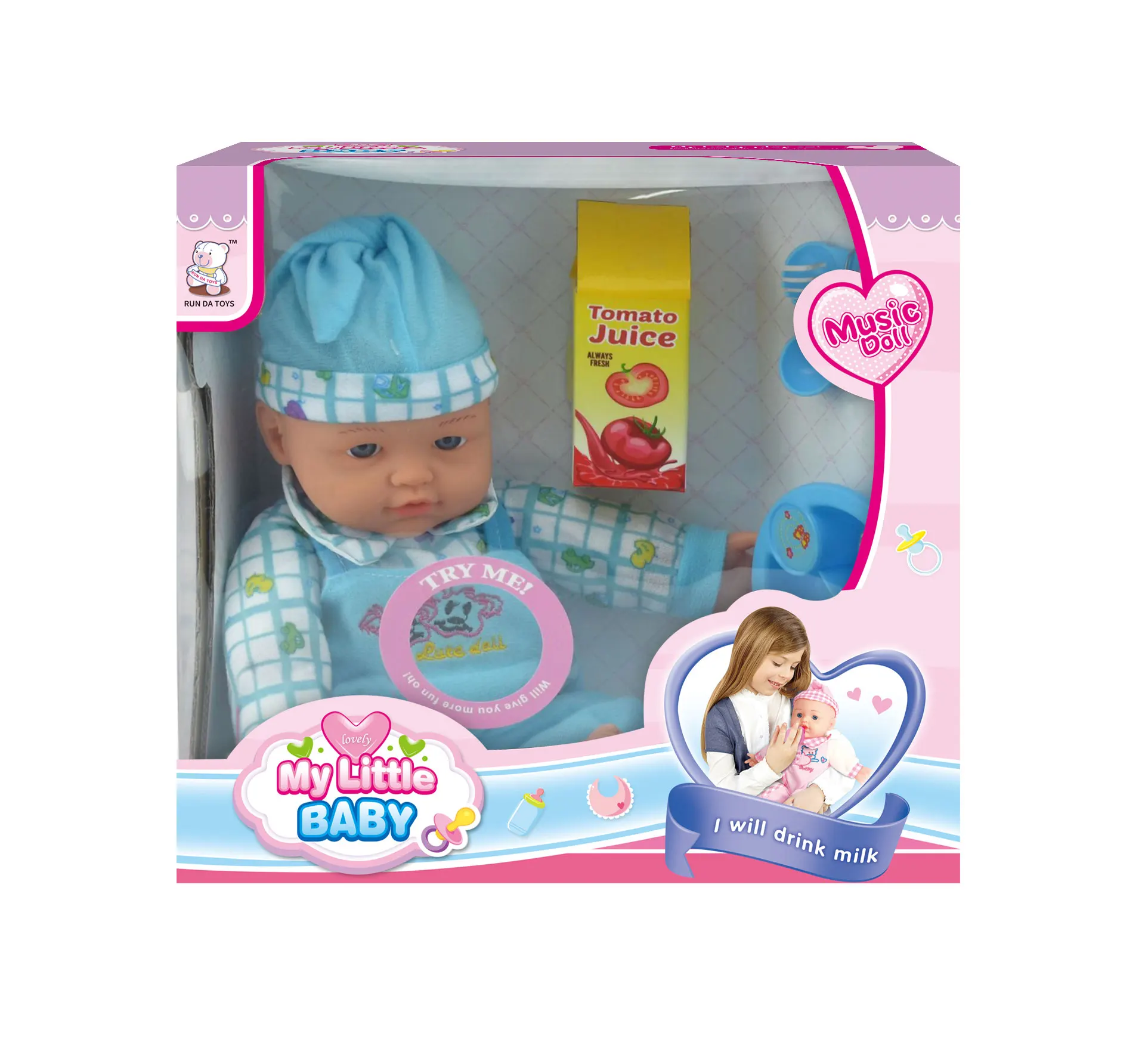 Cute 12 inch musical baby doll play set sound of music dolls with ic