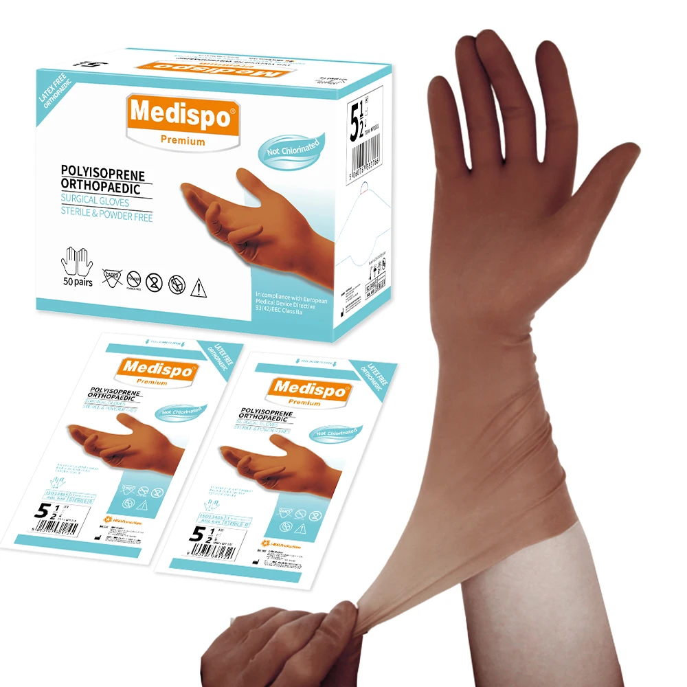 CE ISO certificated powder-free gloves disposable latex free sterile surgical orthopaedic gloves