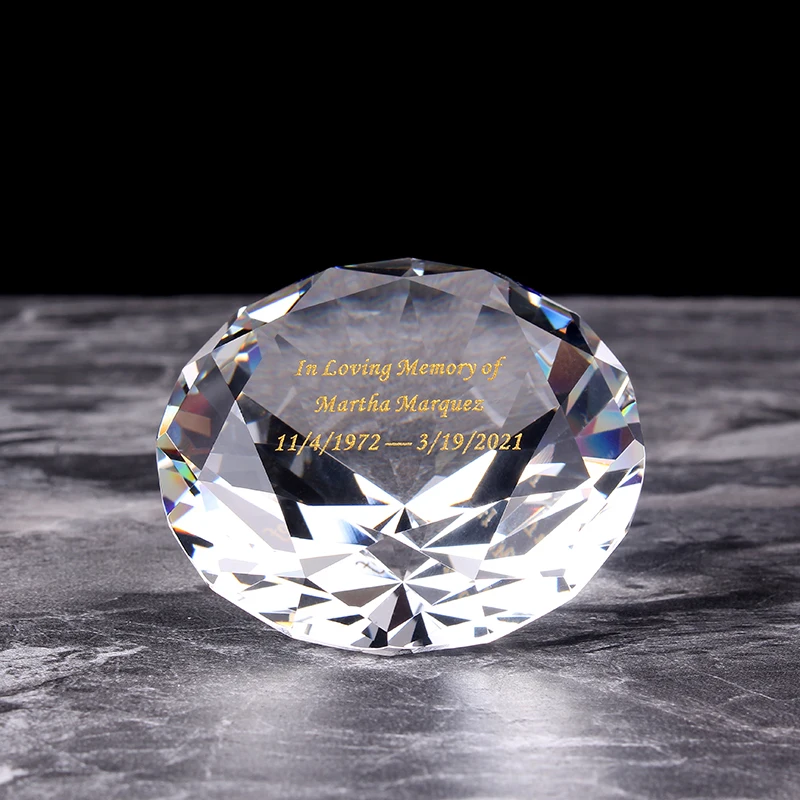 Golden Custom 60mm Wedding Souvenirs Guests Crystal Glass Diamond