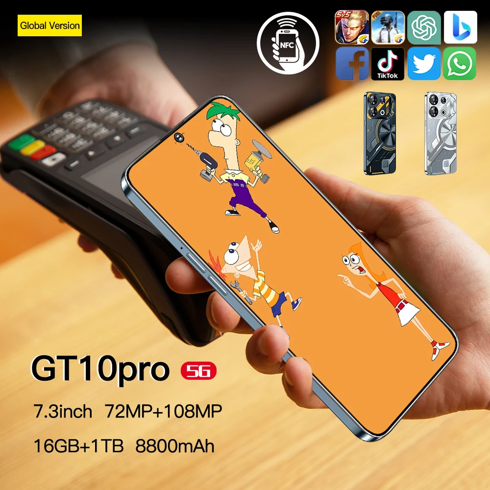 Cellphone Original GT10pro 16GB 1TB 5G Smartphone 7inch Unlocked Dual Card 5G Phones Android 13 0 Mobile Phones