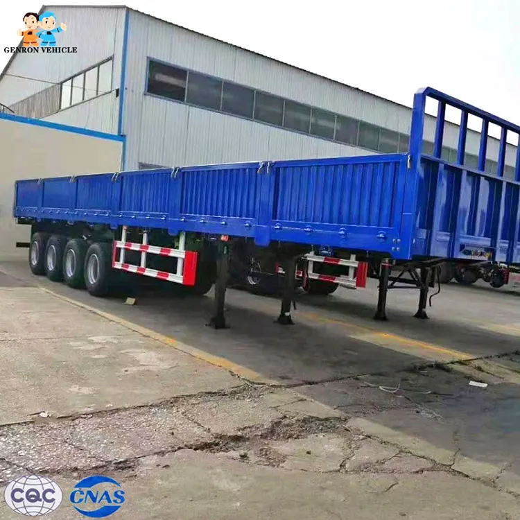 Promotional 3-axis side down flat half trailer 60 tons cargo trailer