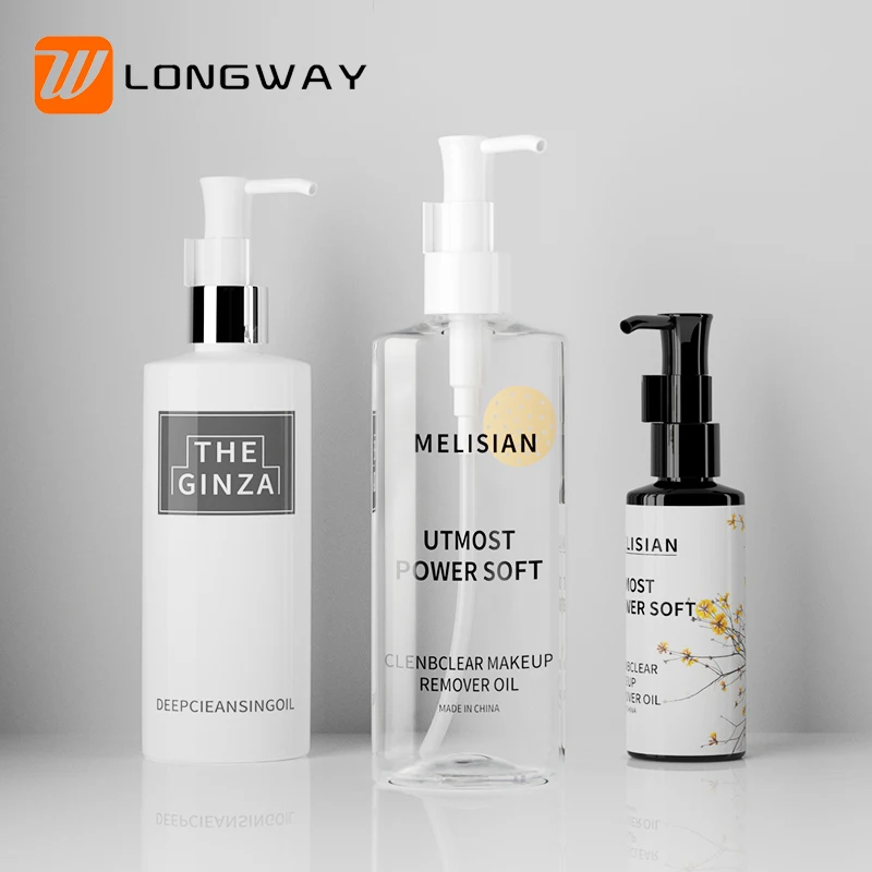 Lotion Bottle Transparent Cosmetic Packaging Plastic Skin Care Screen Printing with Pump PET Customized ISO Oval Screw Cap
