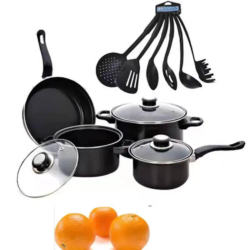 
High quality and durable kitchen pots and pans combo glass lid cookware set 