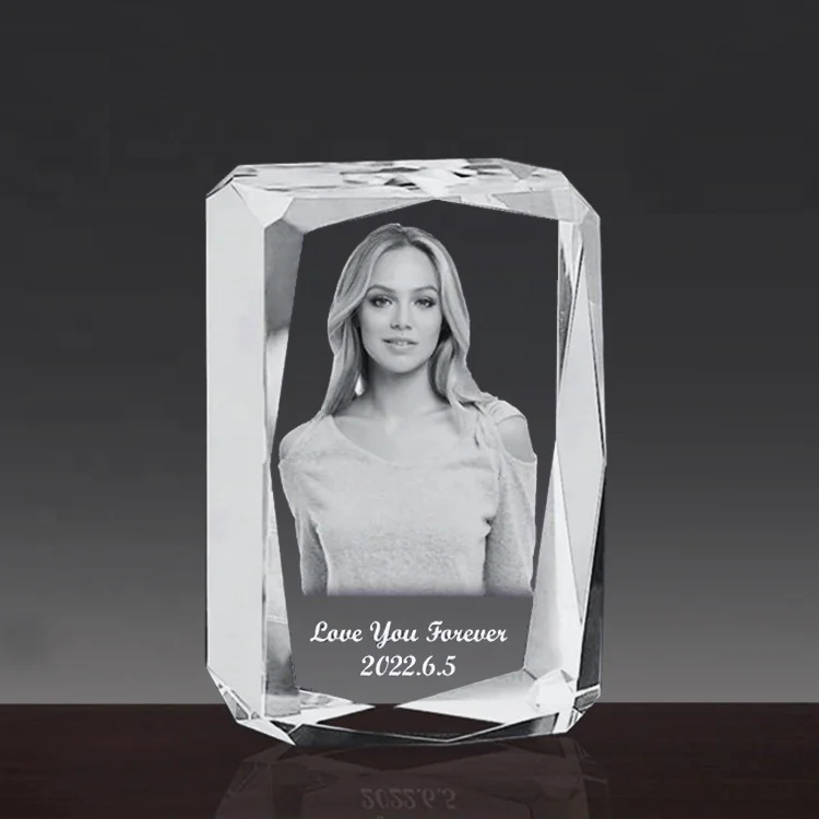 Wholesale k9 crystal cube blanks photo frame personalized custom 3d photo crystal cube Photo Frames for wedding souvenir gifts