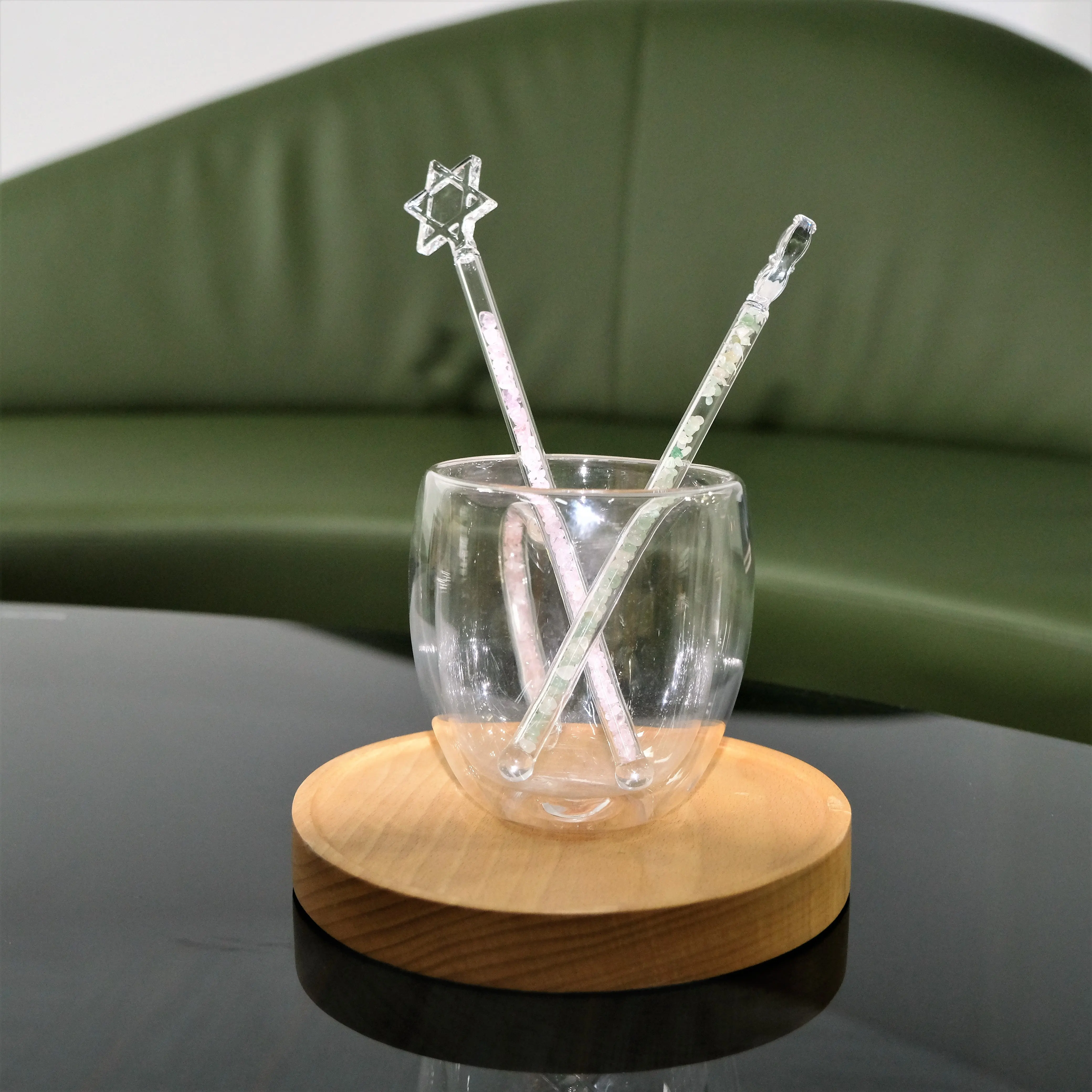 Wholesale Eco-Friendly Unique Glass Stick Crystal Christening Gifts for coffee Drinking Crystal Stirrer