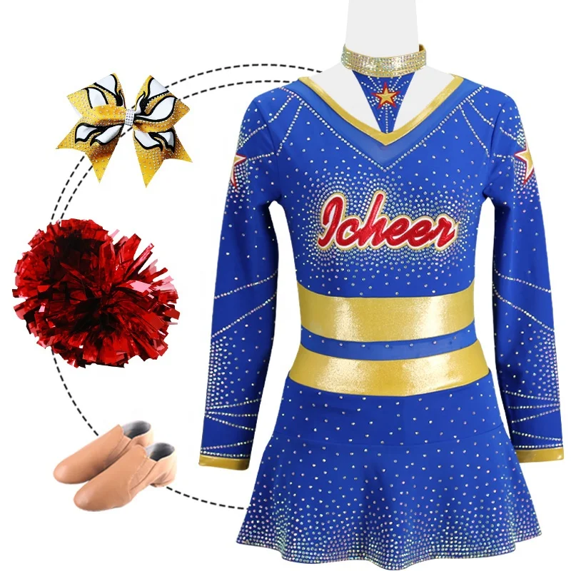 Custom Wholesale School All Star Dance Rhinestone Girls Youth For Kids Blank Cheer Uniforms Cheerleading Costume Outfits