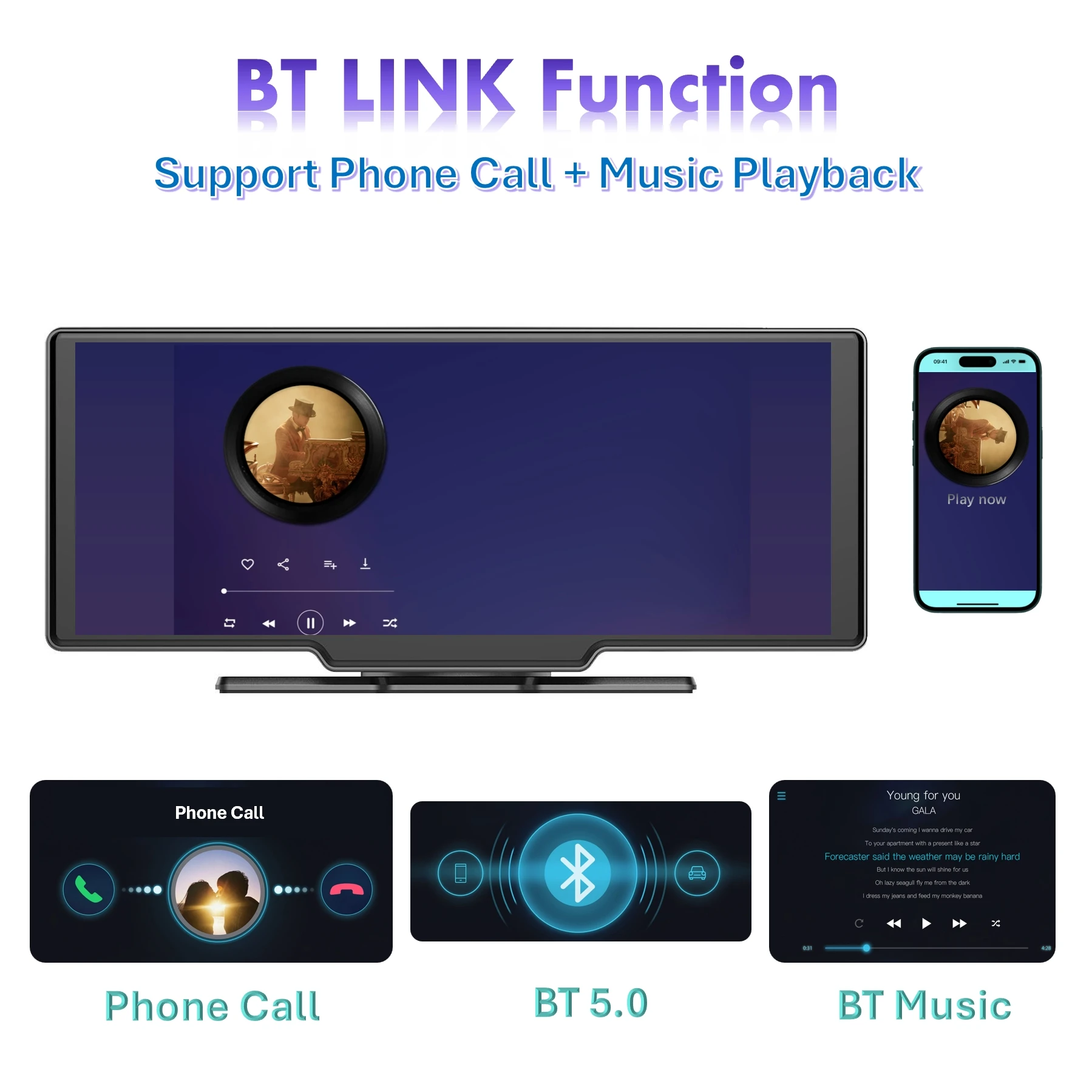 Zmecar 10.26 Inch Portable Carplay Screen Navigation  Autoradio 4K Video Player Support DVR BT FM Camera Portable Car Screen