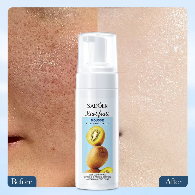 OEM SADOER Wholesale Korean Whitening Kiwi Fruit Lemon Coconut Skin Care Products Face Wash Nourishing Mousse Facial Cleanser
