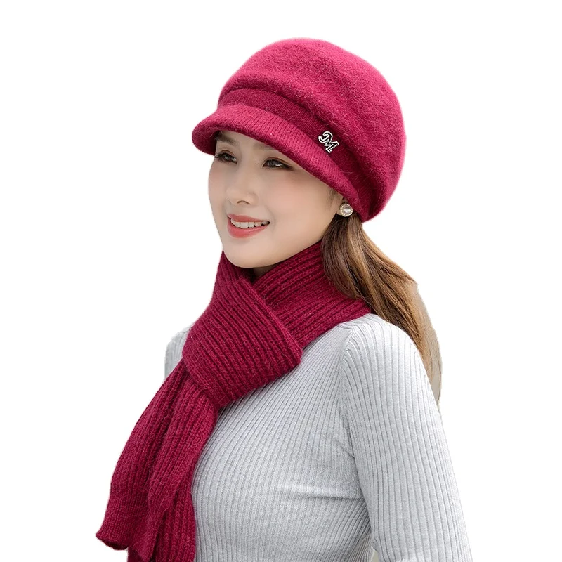 Готово к отправке 6 видов цветов Женская обувь для девушек; Модная зимняя теплая вязаная шапка берет шапки бини и шарф зимний комплект