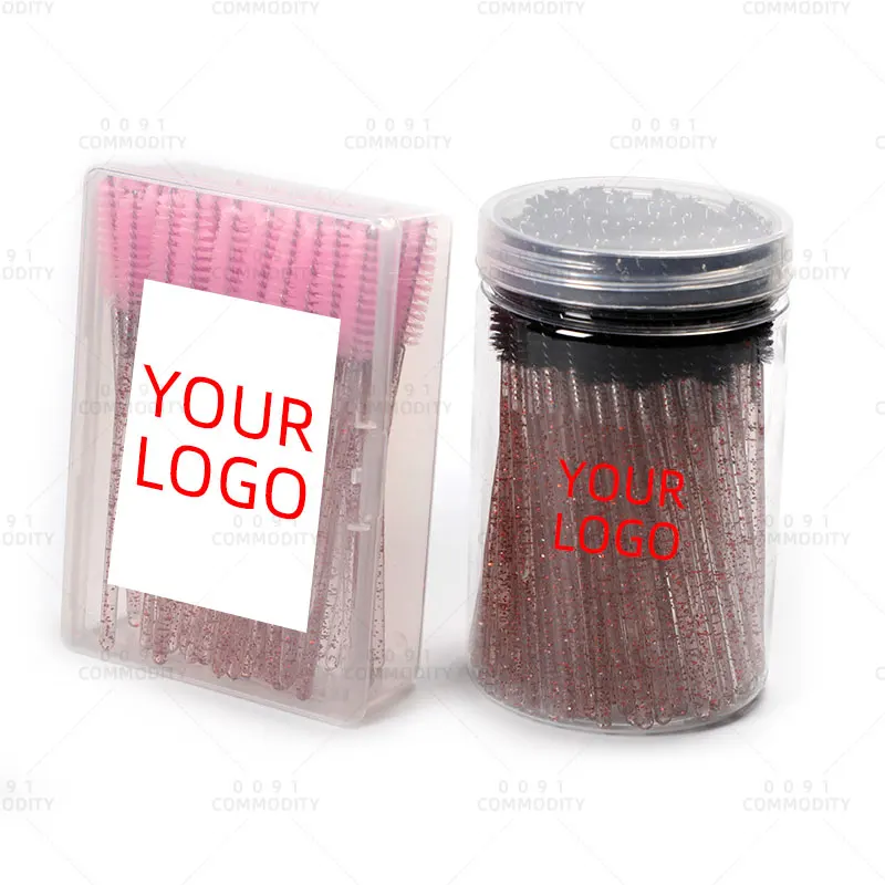 Supplier Cleaning Nylon Glitter Handle Bendable Eyelash Extension Brush Applicator Disposable Lash Mascara Spoolie Eye Wand